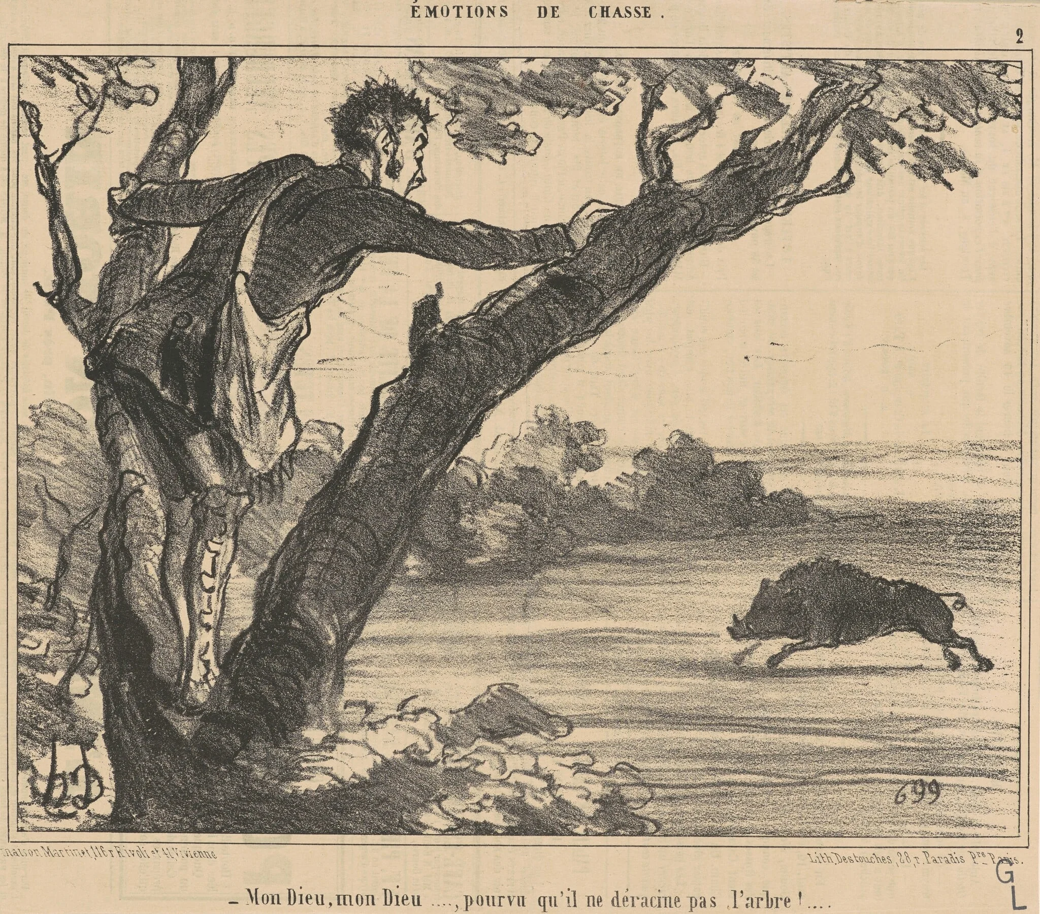 Mon dieu, mon dieu ... pourvu ..., by Honoré Daumier, ink, 1854