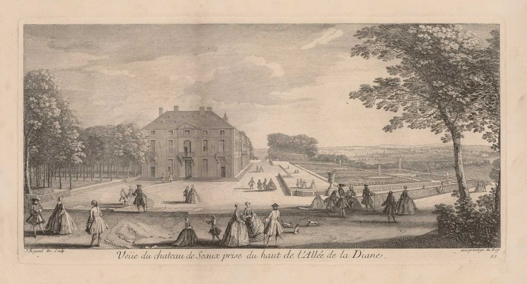 View of the Chateau de Seaux from Diana's Promenade, by Jacques Rigaud, 1727