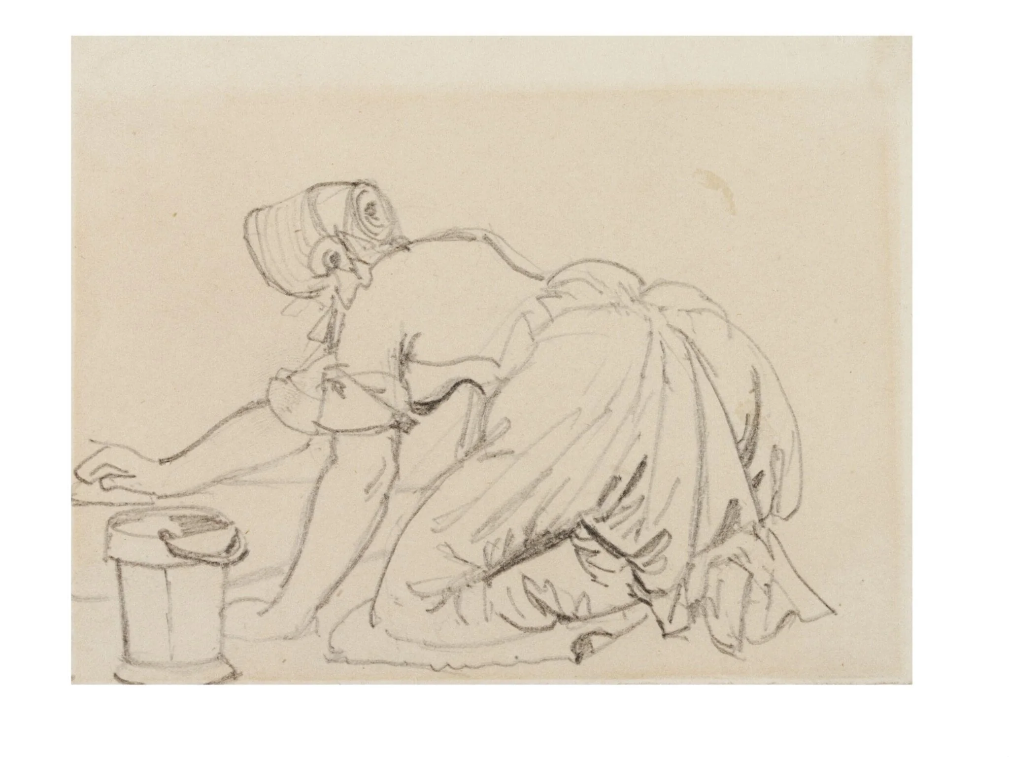 Woman Scrubbing the Floor