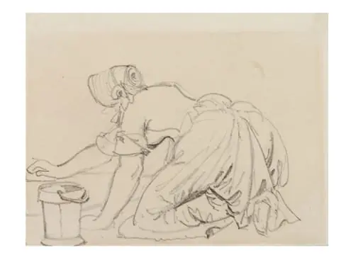Woman Scrubbing the Floor