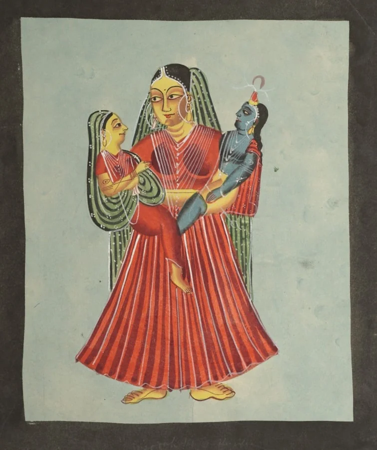 Yasoda Holding Krishna and Radha, by Unknown, unspecified, 1890