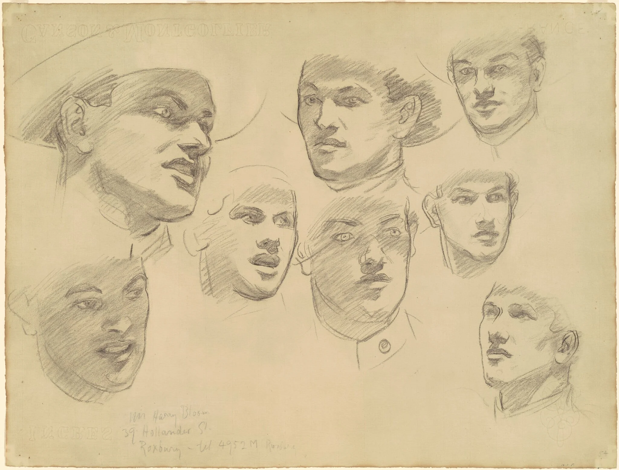 Studies for "Entering the War", by John Singer Sargent, charcoal, 1921