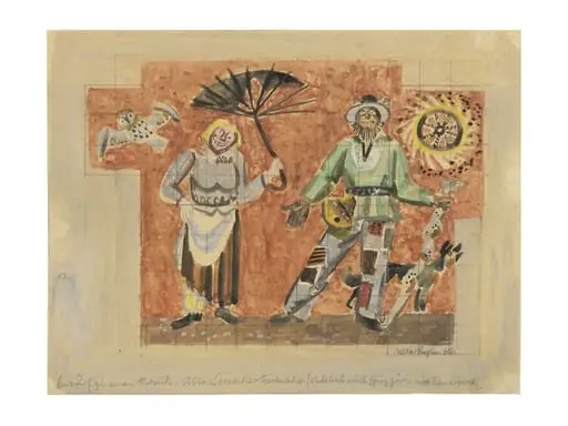 Eglin, Walter - Zeichnung, Huzgüri und Weibelwyb  (Fasnacht)