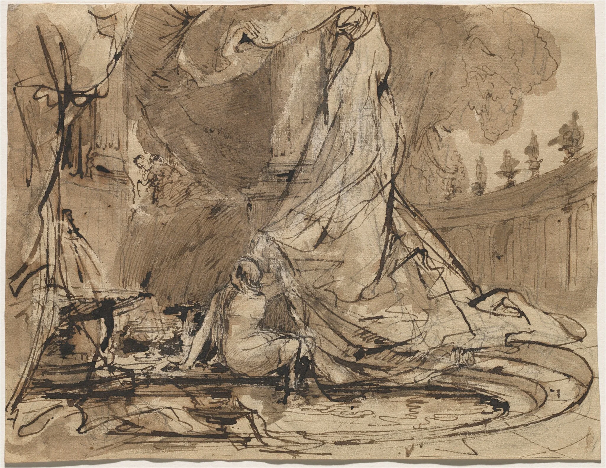David and Bathsheba, by Carl Blechen, ink, 1826