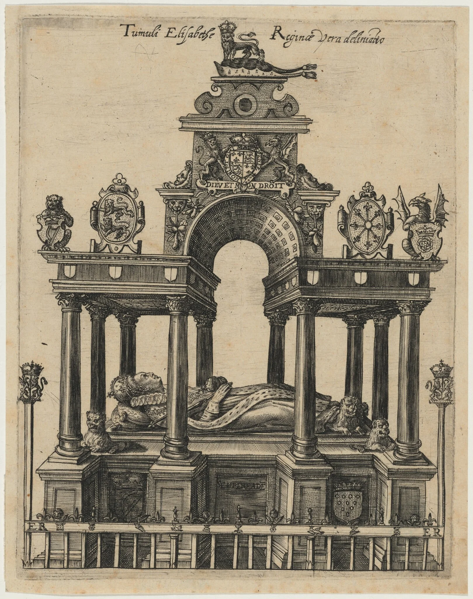 Elizabeth's Tomb, by Magdalena van de Passe, ink, 1620