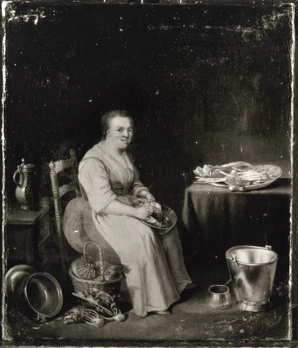 Geflügelrupfende Frau (?), by Justus Juncker, unspecified, 1745