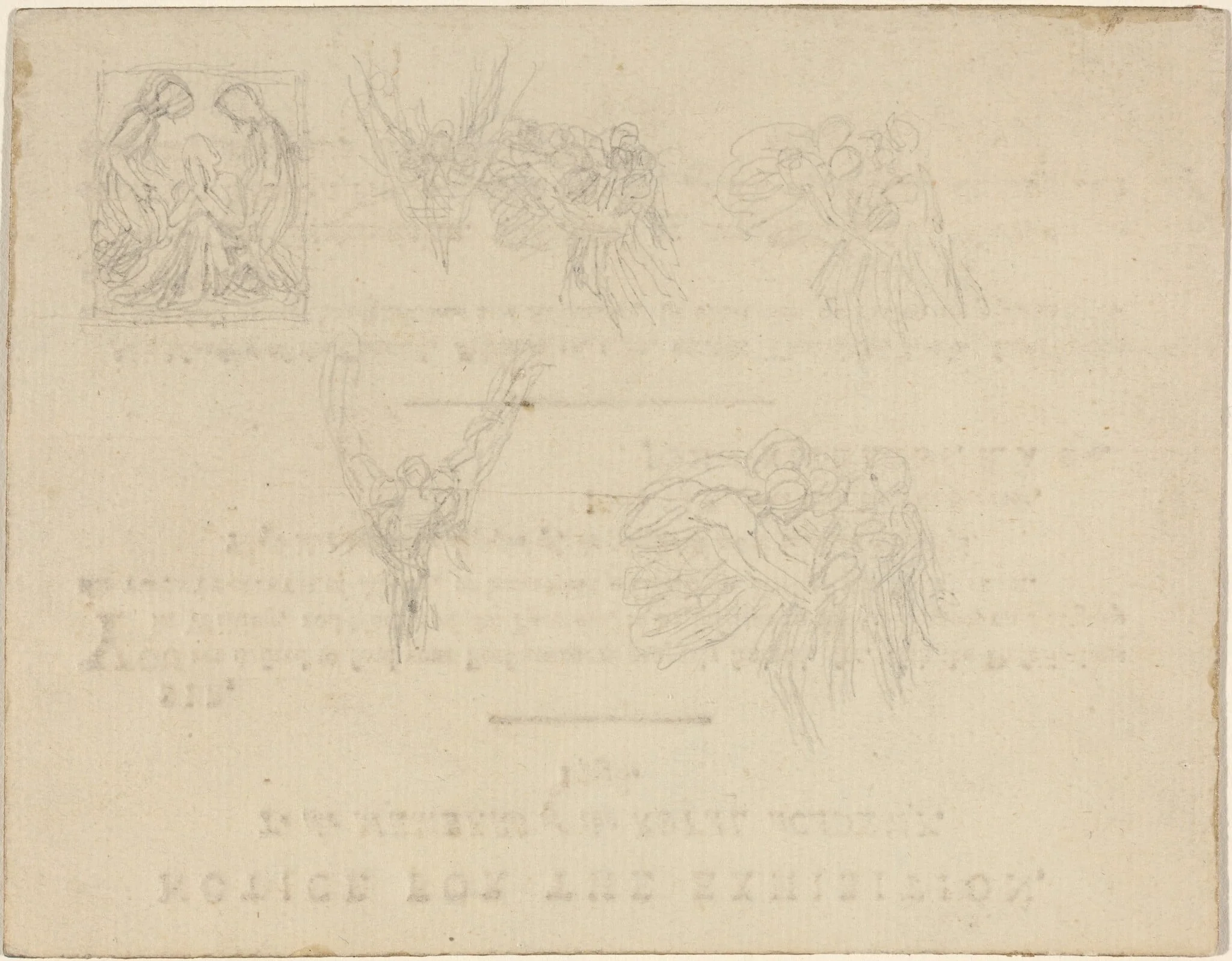 Sheet of Studies, by John Flaxman, graphite, 1798