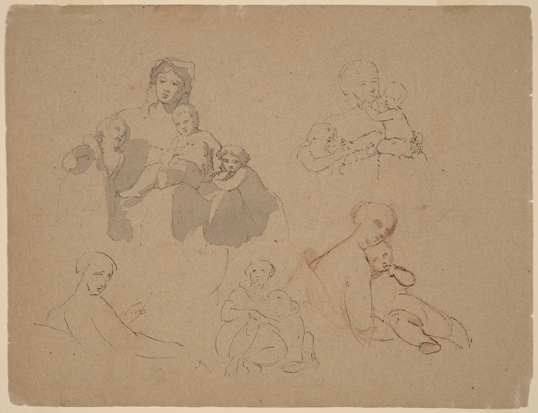 Studies: Major Thomas Biddle and Thomas Wilcocks Sully, by Thomas Sully, ink, 1820
