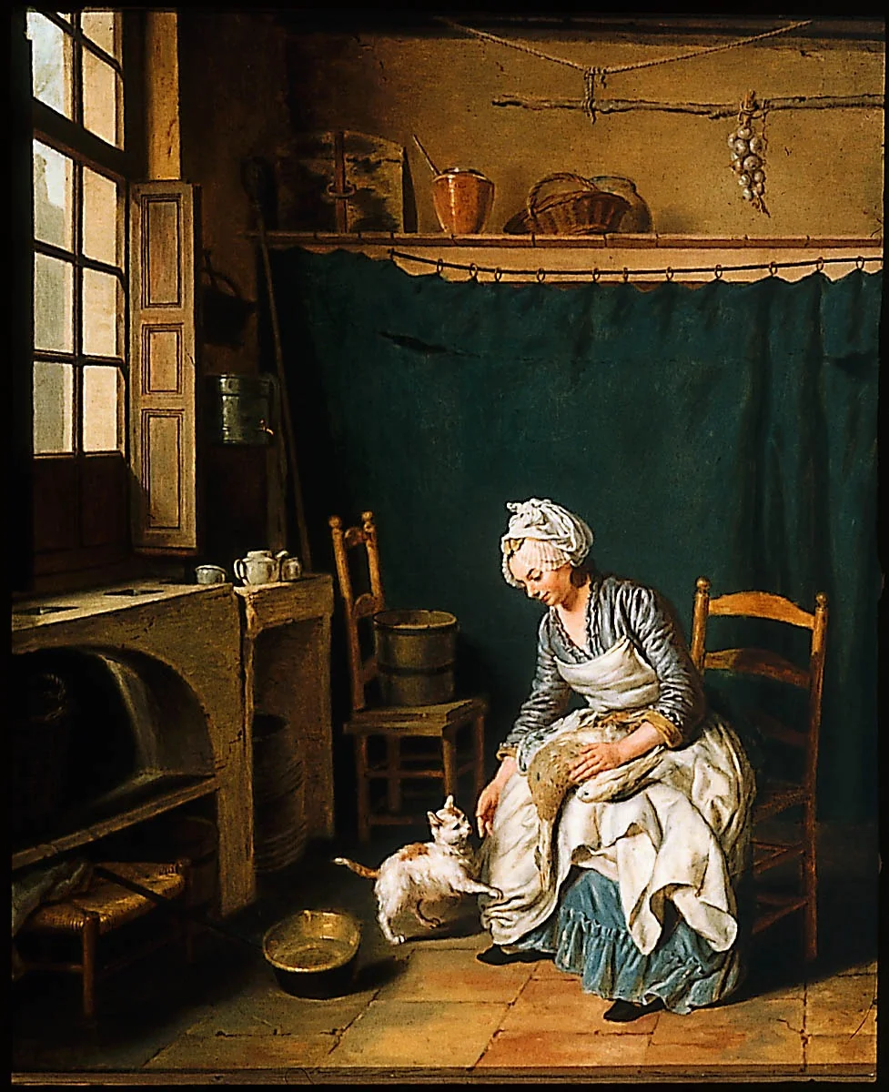 Servant Girl Plucking a Chicken, by Nicolas Bernard Lépicié, oil, 1769