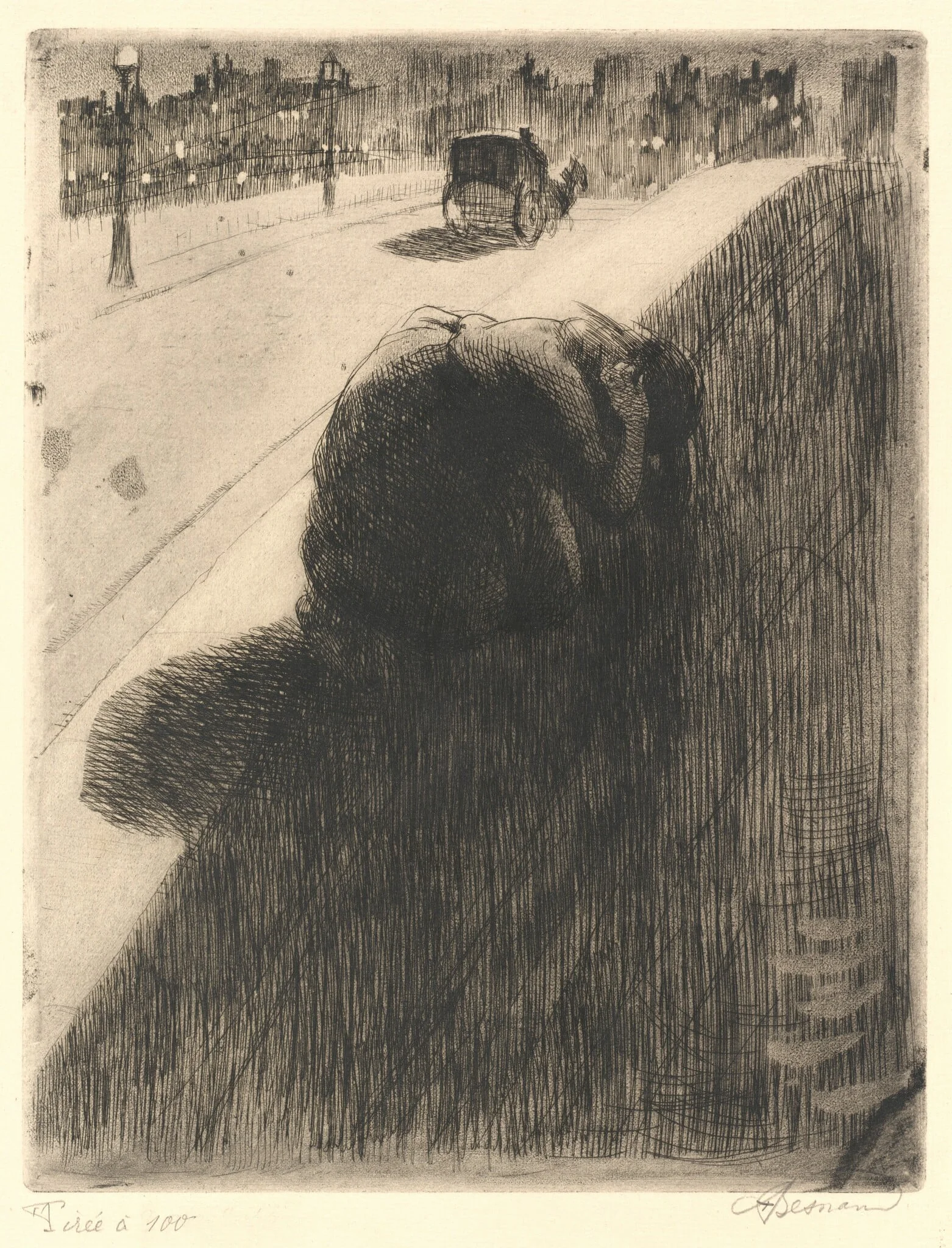 The Suicide (Le Suicide), by Paul-Albert Besnard, ink, 1886