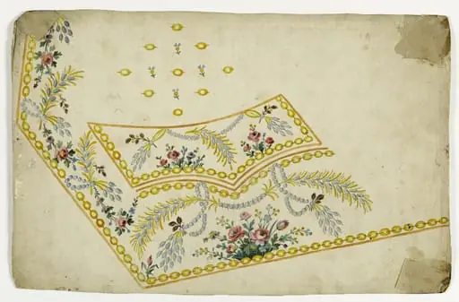 Gilet perles et fleurs, projets de broderies de gilet, XVIIIème siècle