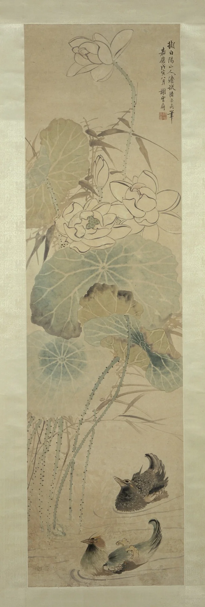 Lotus and Mandarin Ducks, by Xie Jin, unspecified, 1818