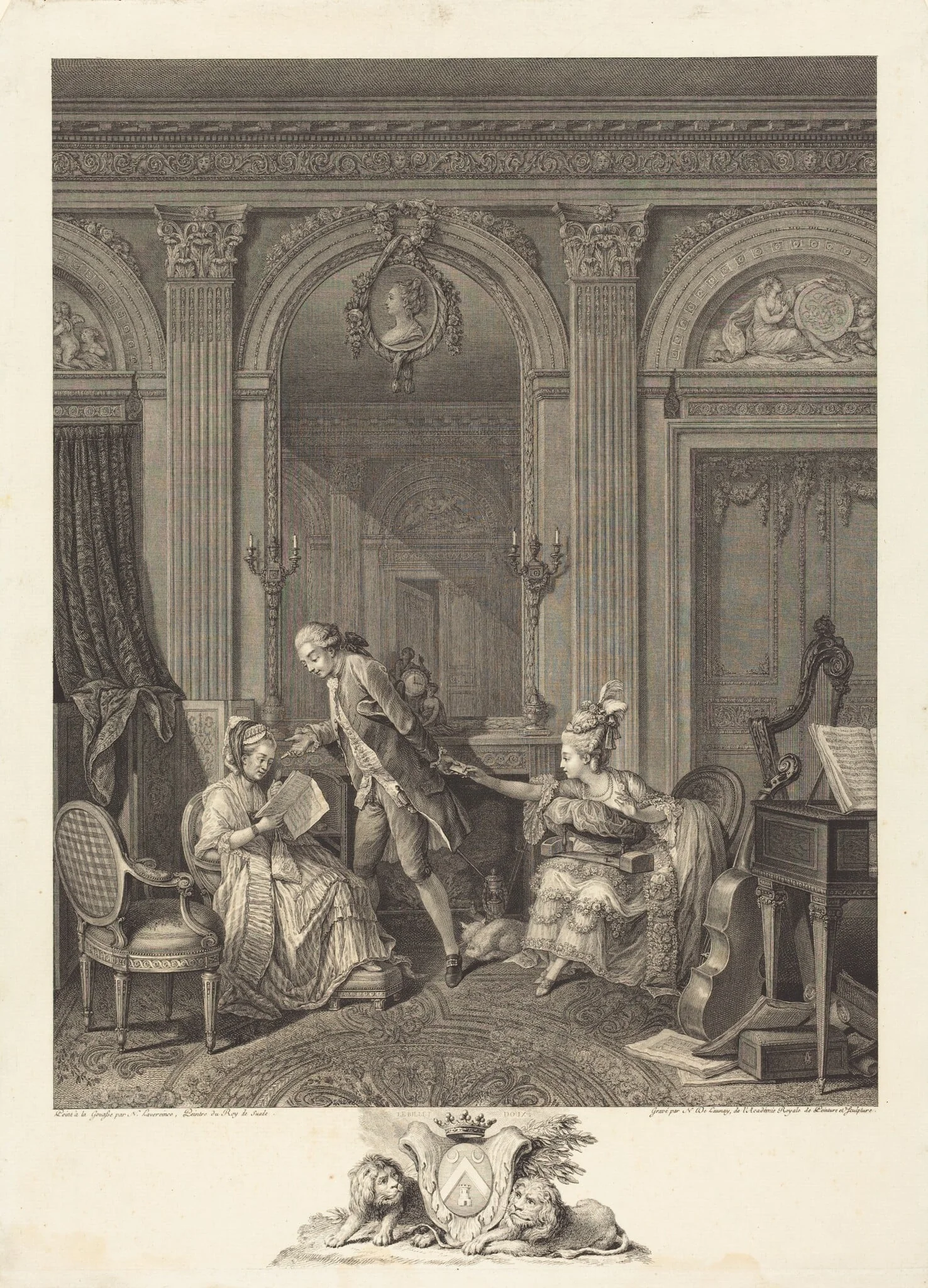 Le Billet doux, by Nicolas Delaunay, ink, 1778