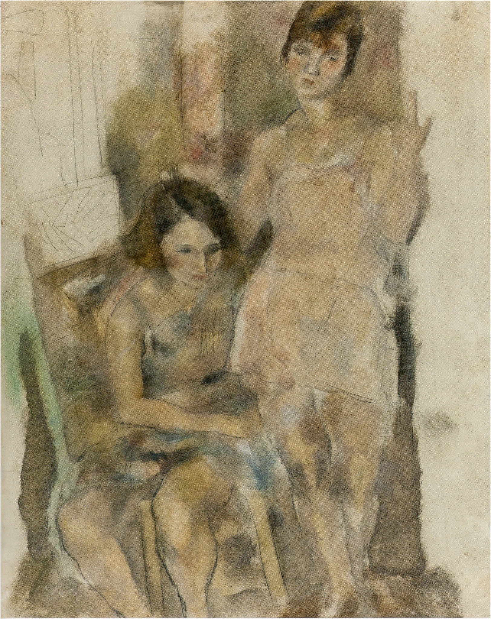 Zimette and Mireille, by Jules Pascin, oil, 1923