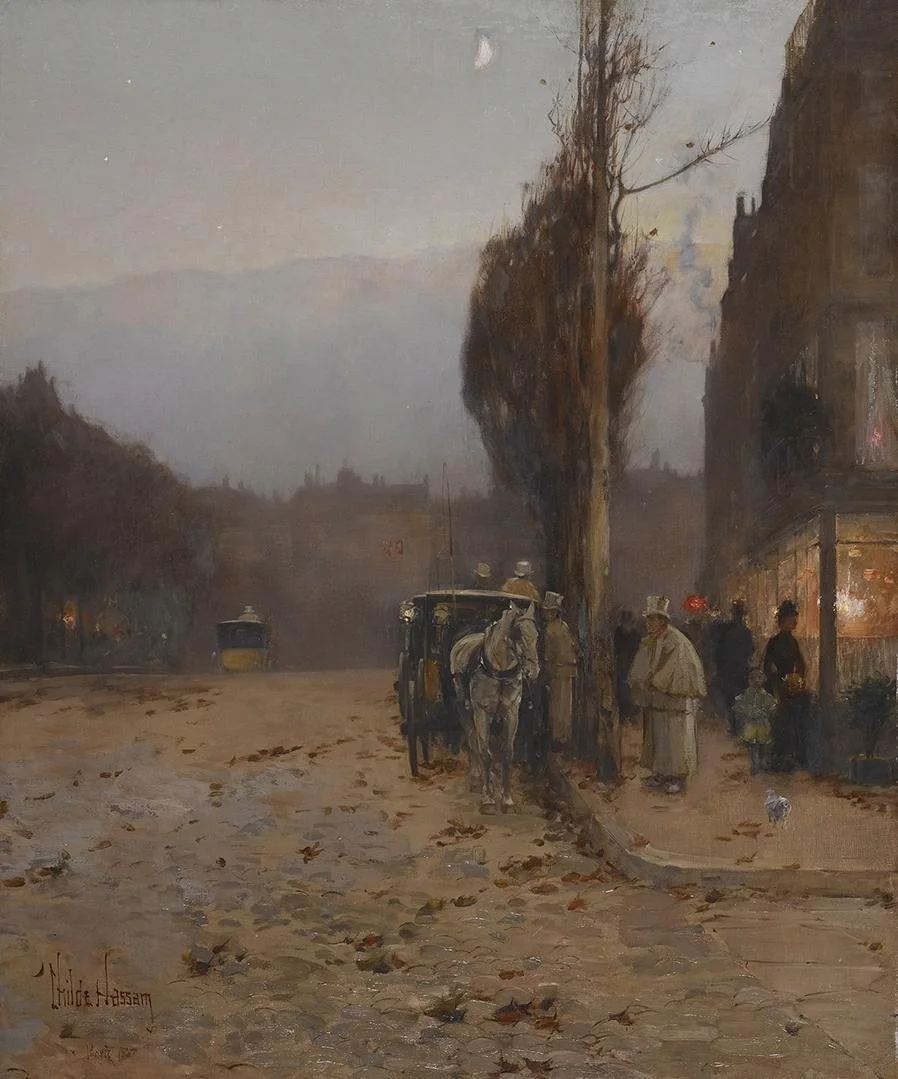 Paris at Twilight, by Childe Hassam, oil, 1894