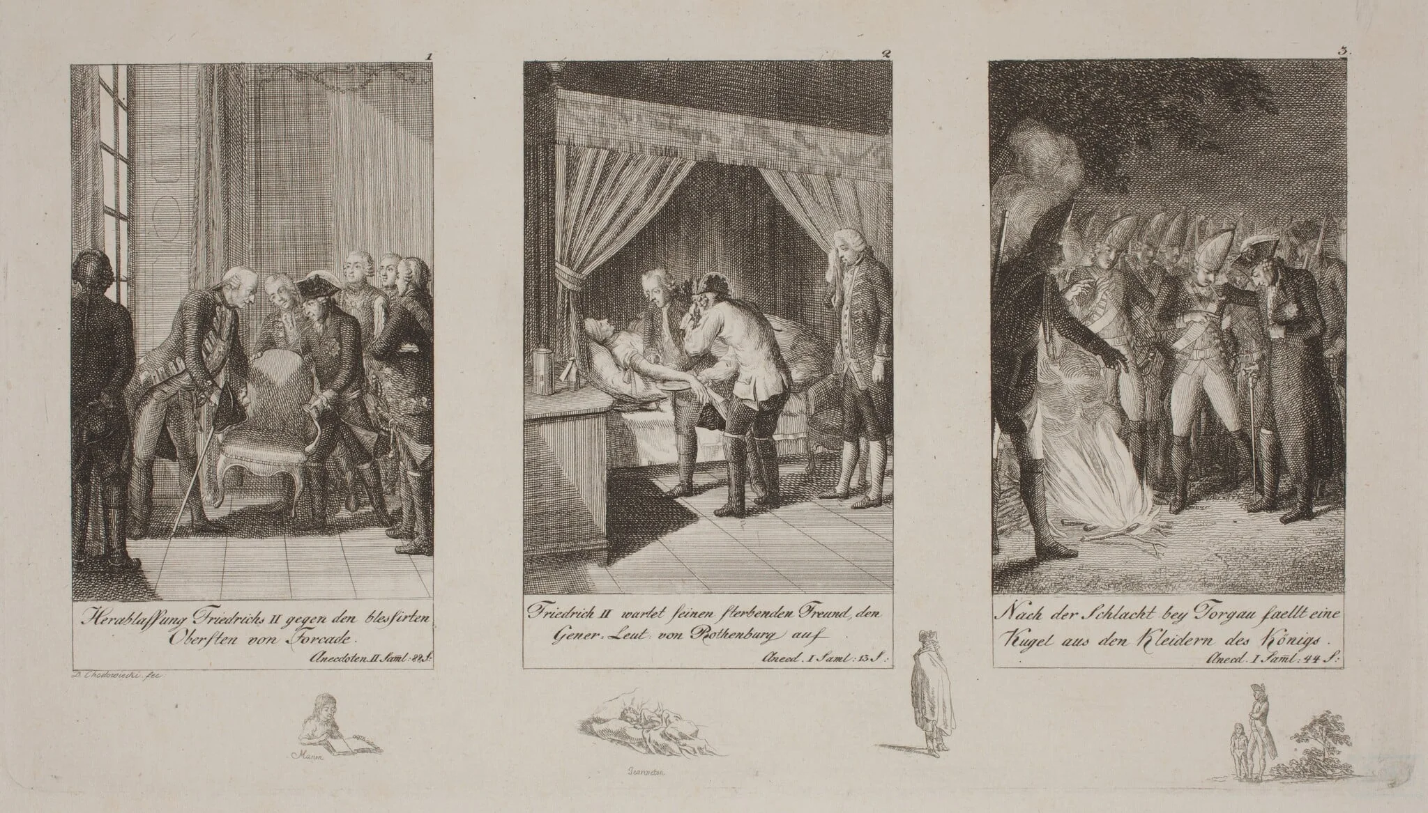 Anecdotes of King Frederik II, by Daniel Nikolaus Chodowiecki, ink, 1793