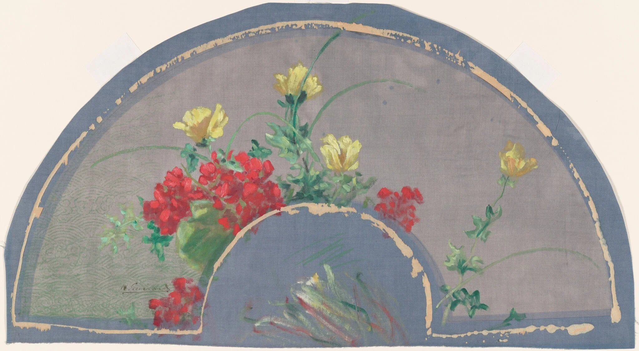 Fan with Poppies, by Henri-Charles Guérard, gouache, 1890