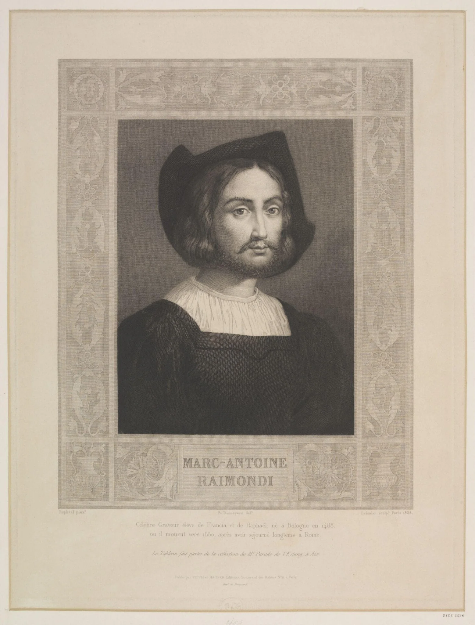 Portrait of Marcantonio Raimondi, by Nicolas Auguste Leisnier, 1850
