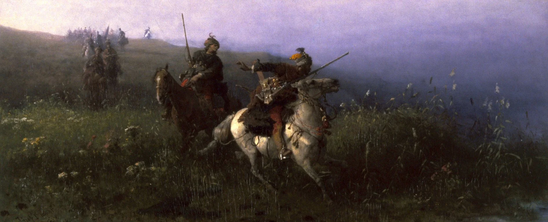 On Reconnaissance, by Józef Brandt, oil, 1888