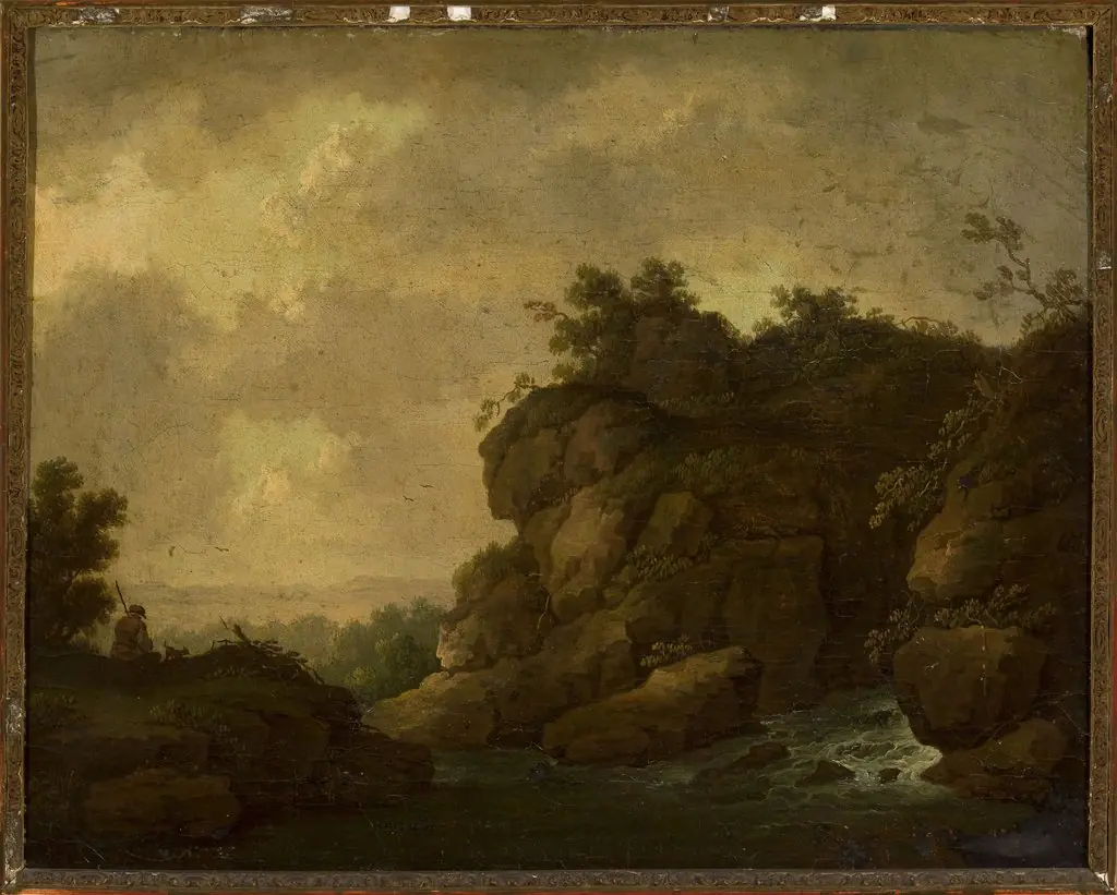 Romantic landscape with a shepherd