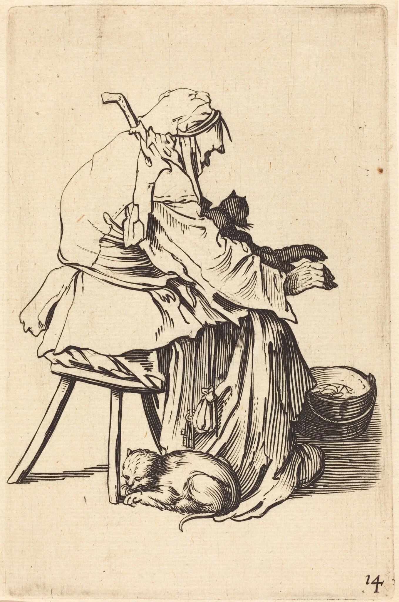 Old Woman with Cats