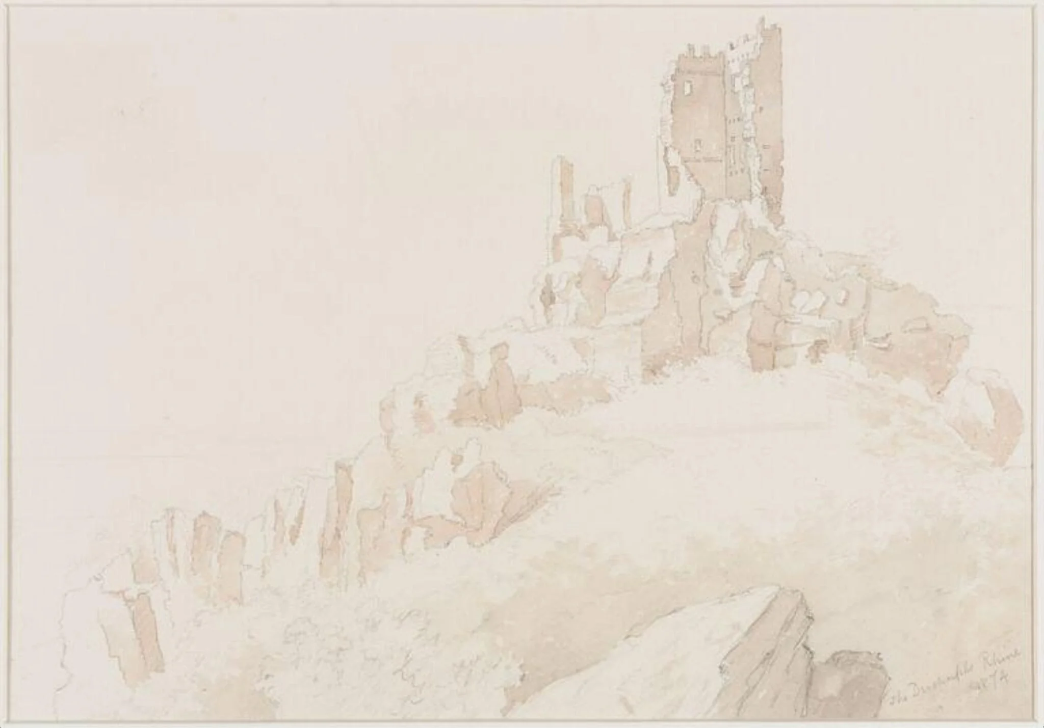 The Drachenfals, Rhine, by Thomas Brittain Vacher, watercolor, 1874