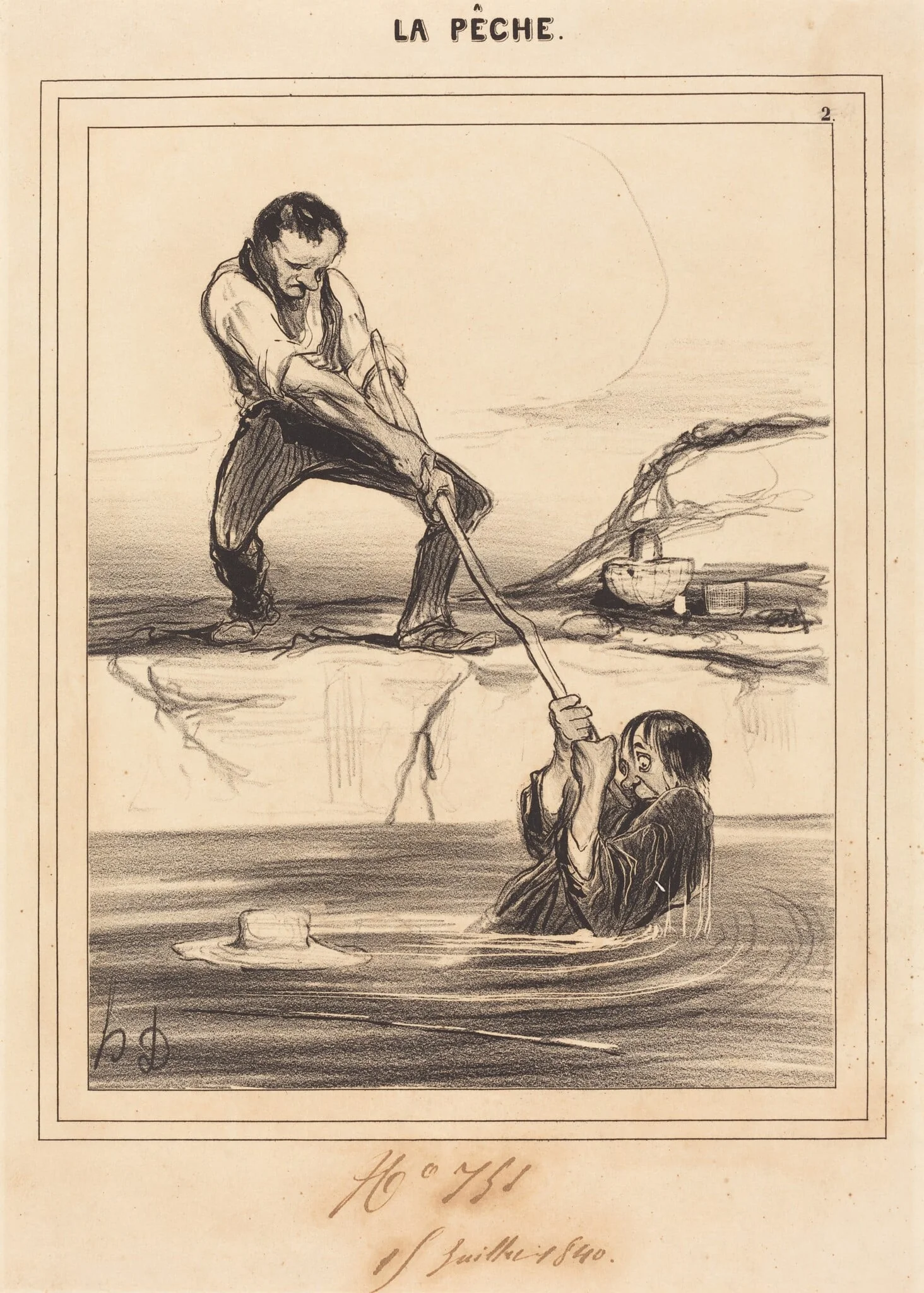 Le Barbillon entraine..., by Honoré Daumier, ink, 1840