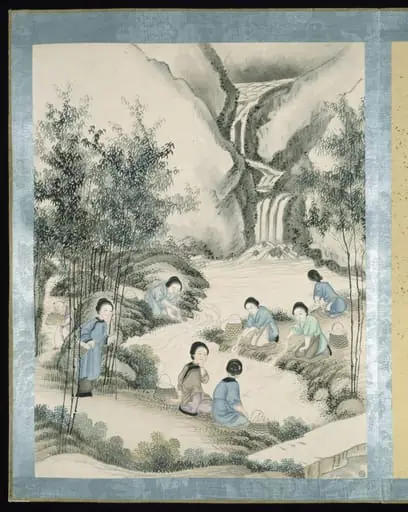 Rinsing silk threads in river