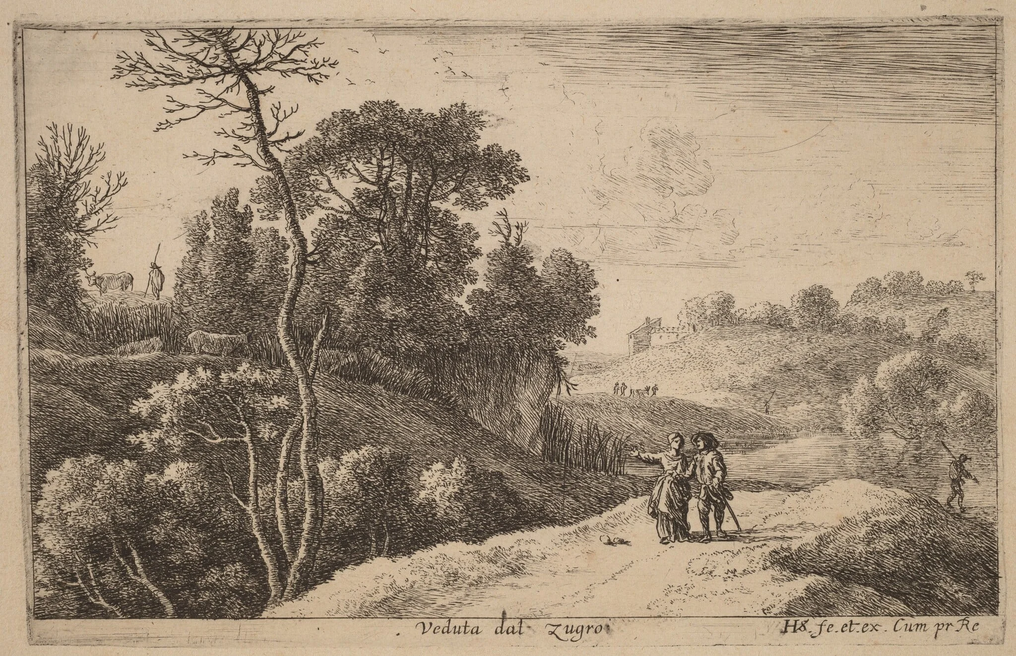 First View of Zugro, by Herman van Swanevelt, ink, 1628
