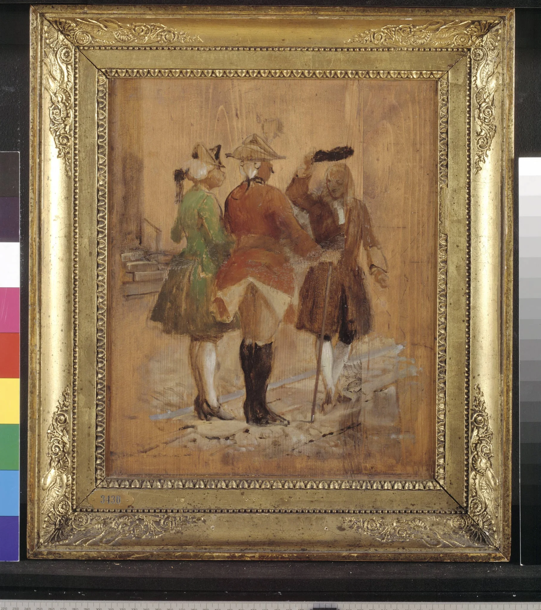 Holberg går af vejen for Jacob von Thyboe og Jean de France, by Unknown, 1850