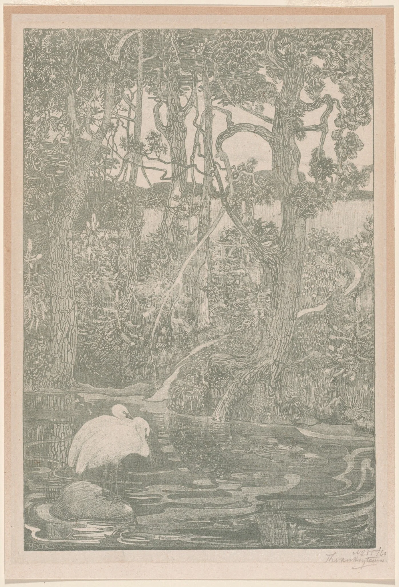 Bosidylle (Woodland Idyll), by Theodoor van Hoijtema, ink, 1898
