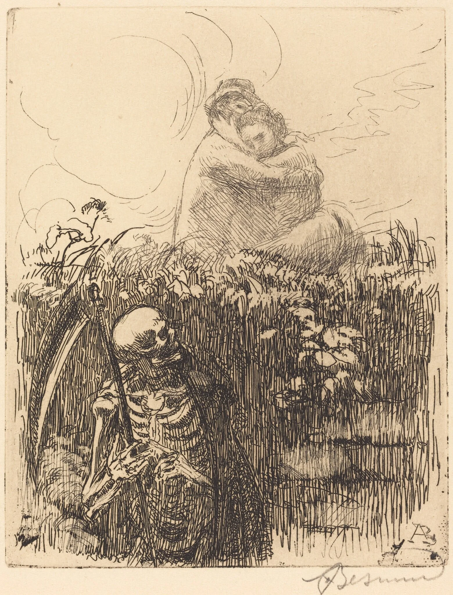 On the Lookout (Aux aguets), by Paul-Albert Besnard, ink, 1900