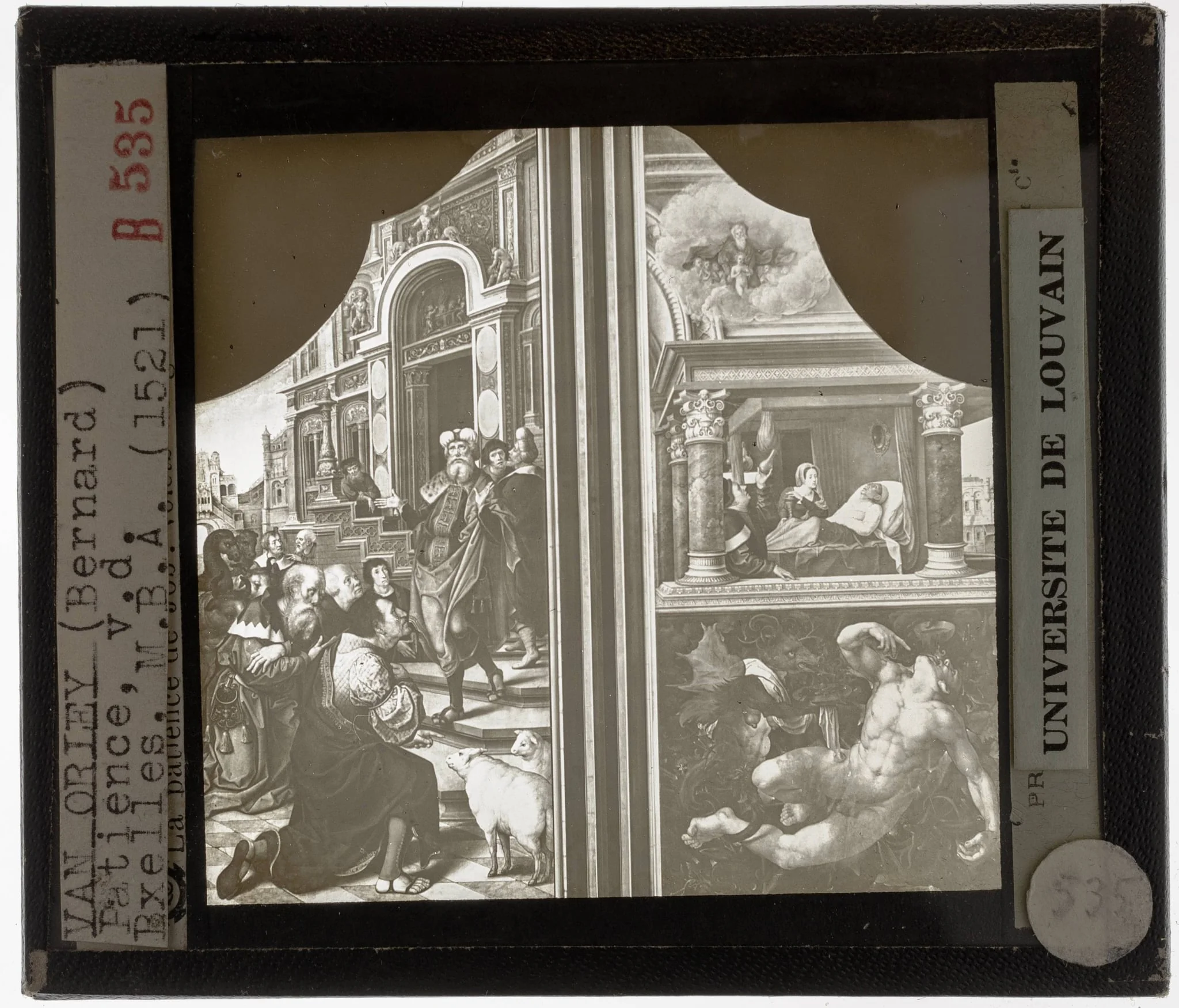 Bernard of Orley. Triptych with the Virtue of Patience Panel right, front and back