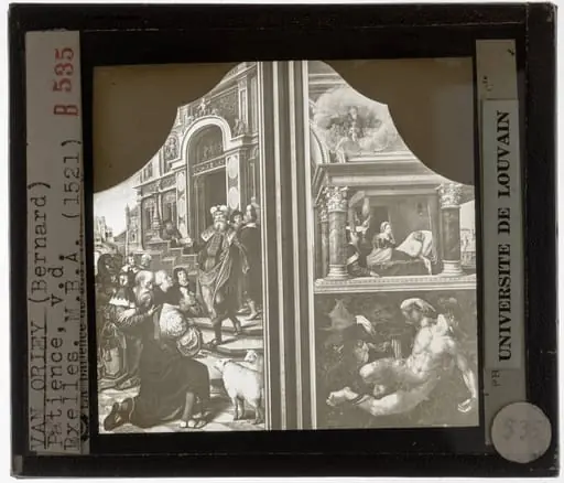 Bernard of Orley. Triptych with the Virtue of Patience Panel right, front and back
