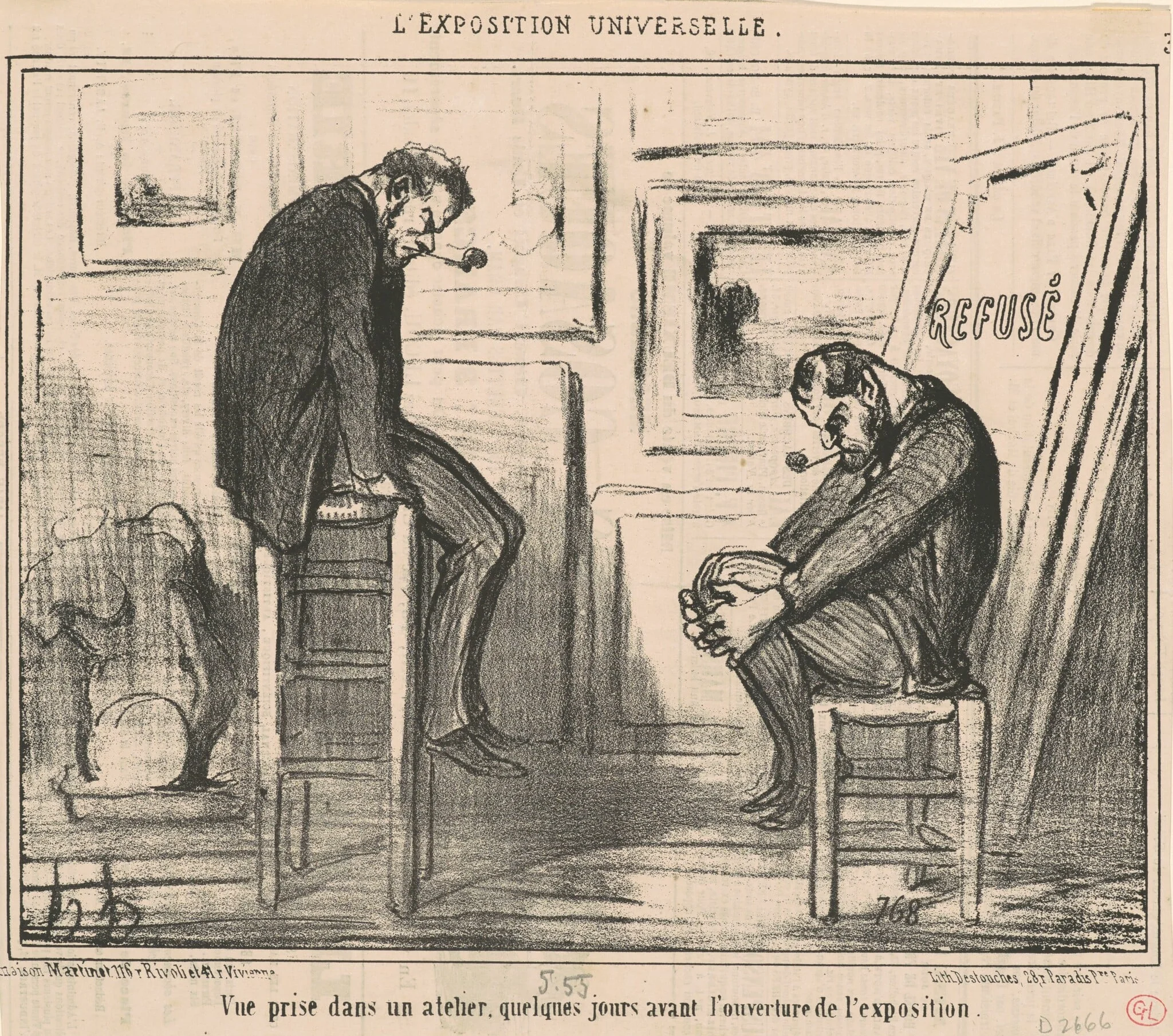 Vue prise dans un atelier ..., by Honoré Daumier, ink, 1855
