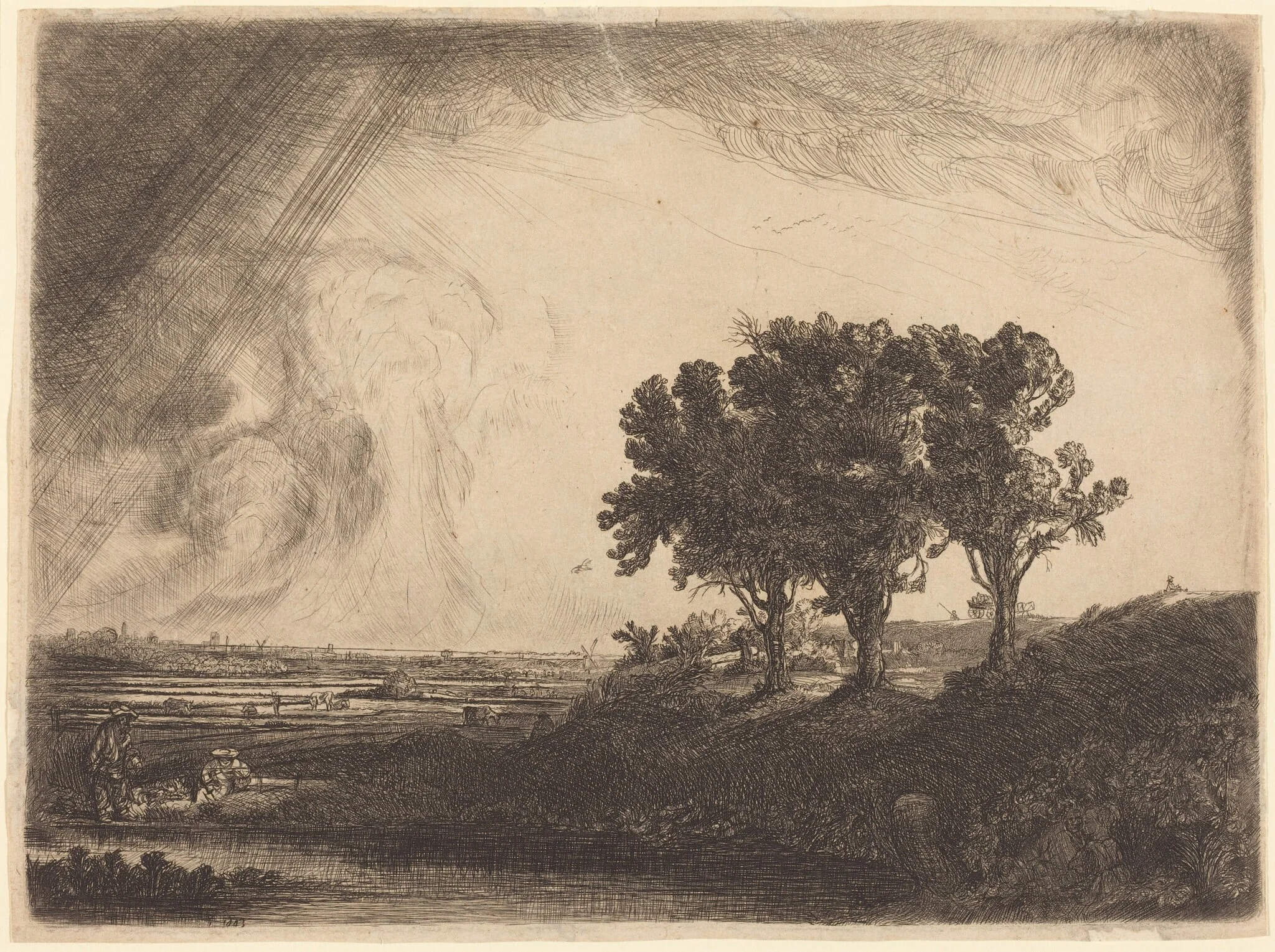 The Three Trees, by William Byron, ink, 1701