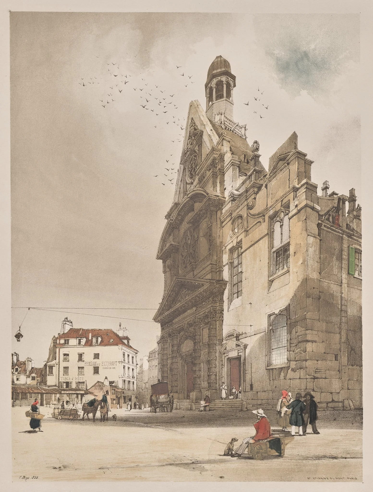 Picturesque Architecture in Paris, Ghent, Antwerp, Rouen:  St. Etienne du Mont, Paris, by Thomas Shotter Boys, 1839