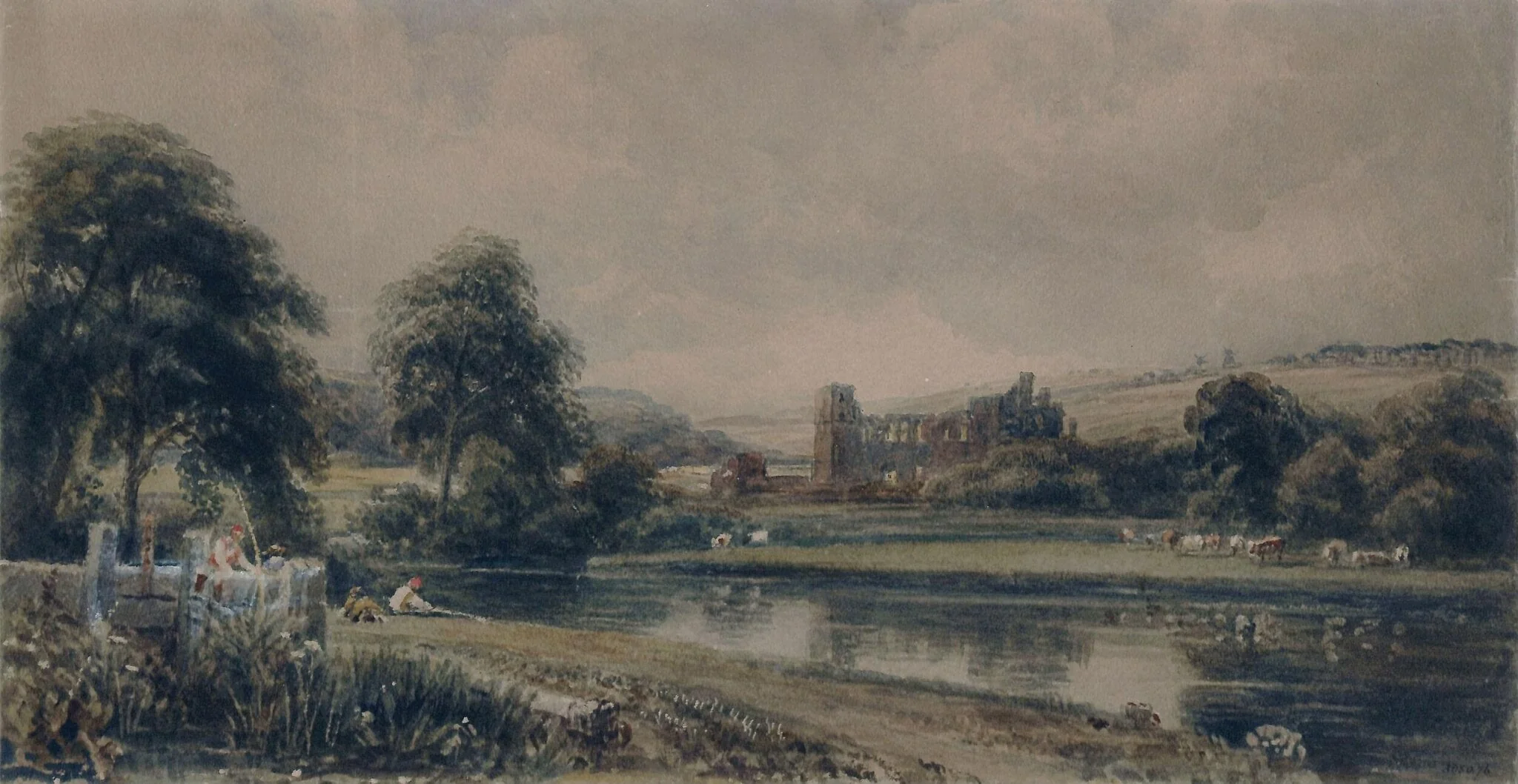 Torksey Castle on the Trent, Lincolnshire, by Peter De Wint, watercolor, 1805