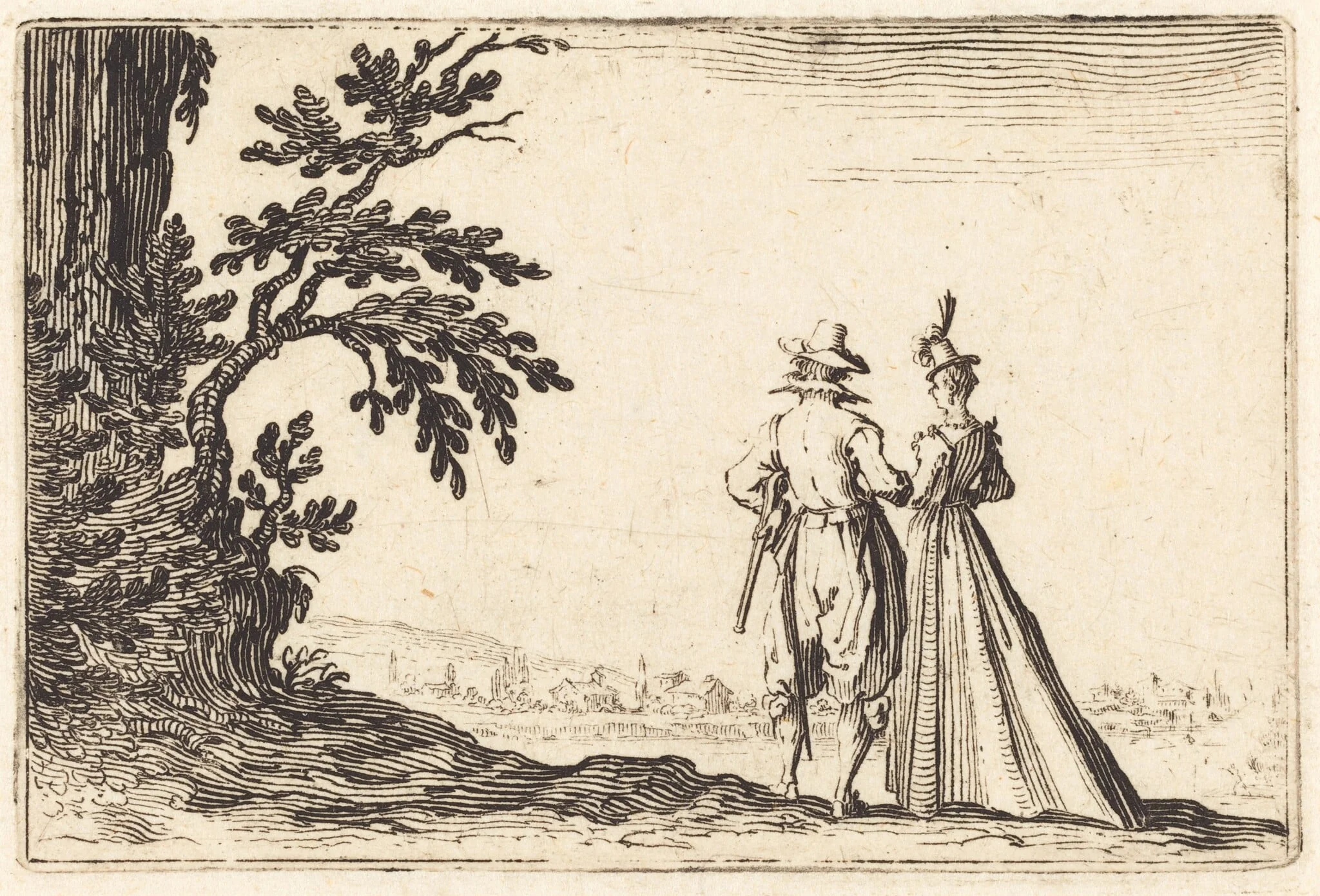 The Promenade, by Jacques Callot, ink, 1622