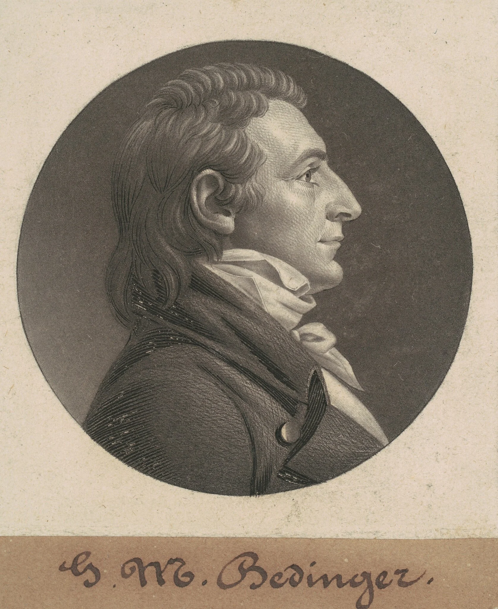 George Michael Bedinger, by Charles Balthazar Julien Févret de Saint-Mémin, ink, 1806