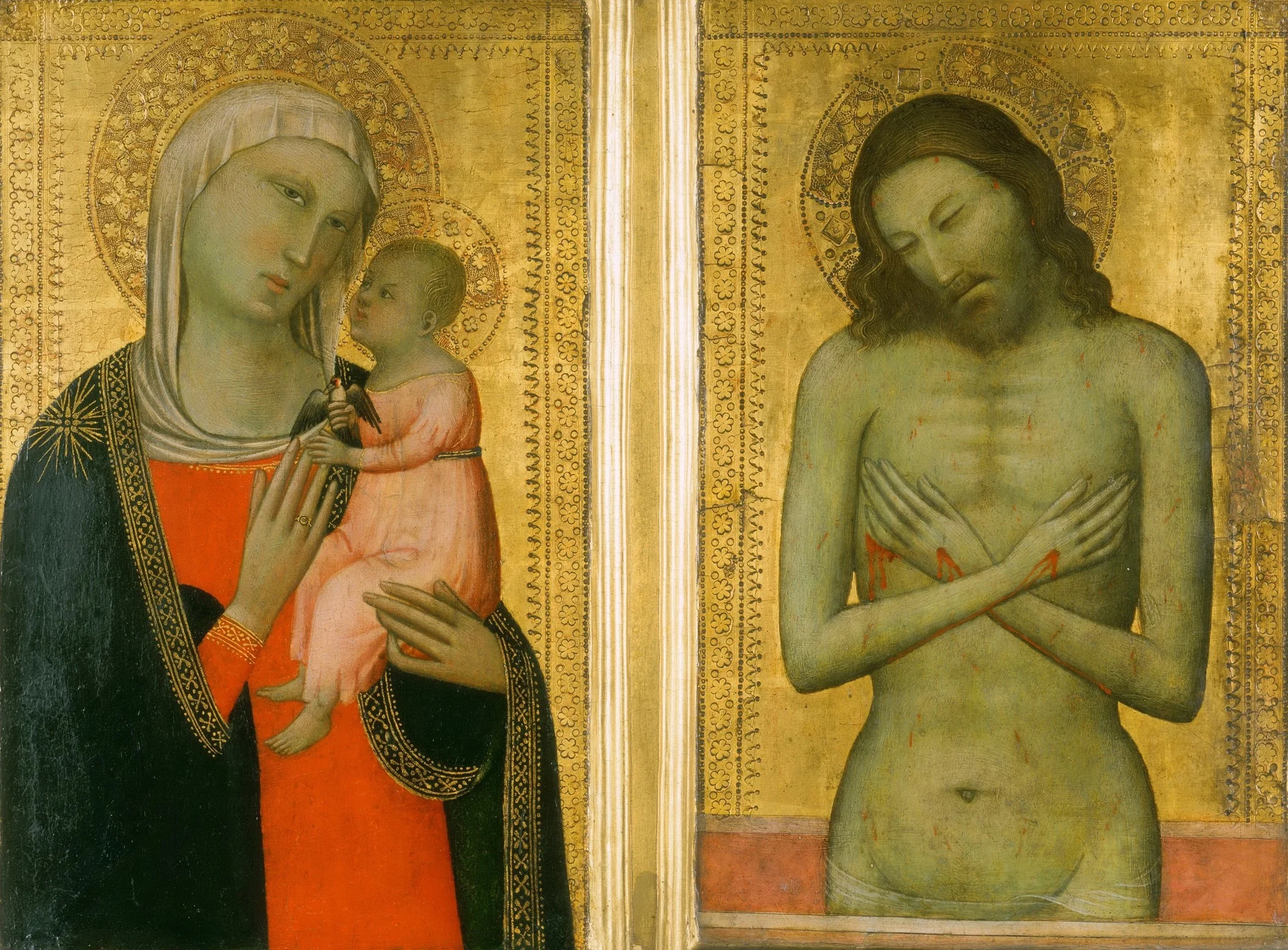 Virgin and Child; Man of Sorrows, by Allegretto Nuzi, unspecified, 1354