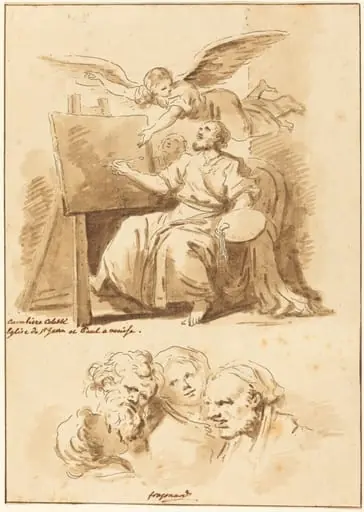 Saint Luke at His Easel and Four Expressive Heads