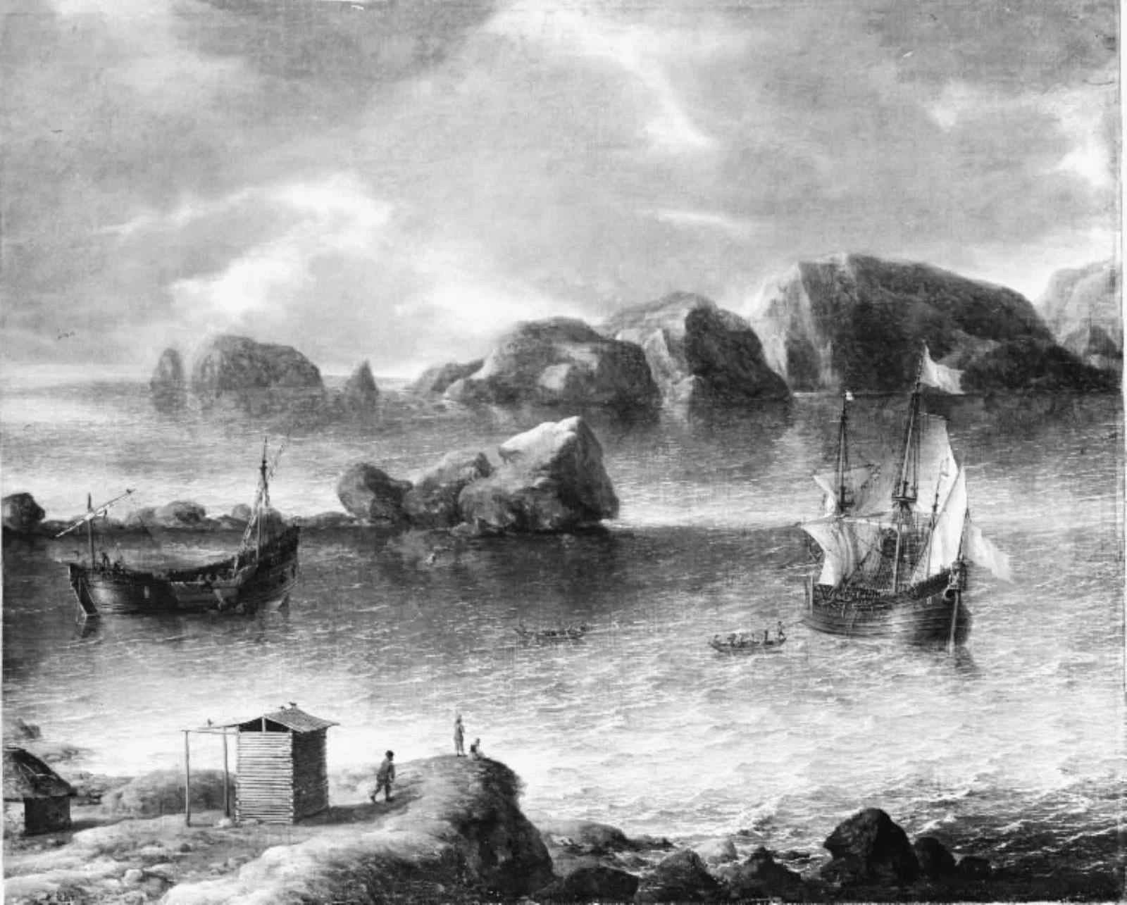 Ships between Cliffs, by Unknown, 1650