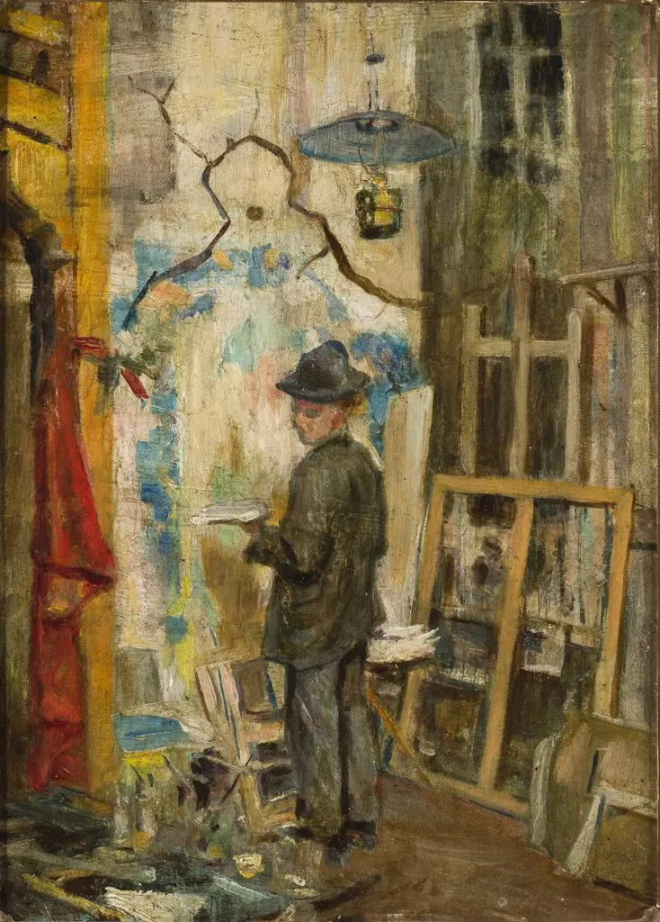 Józef Mehoffer in the studio