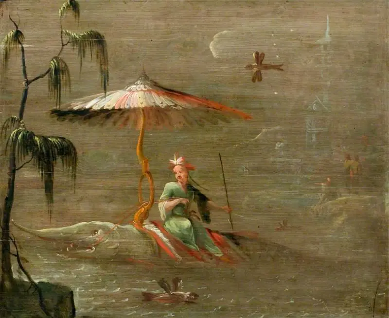 A Chinese Dignitary Riding a Fish