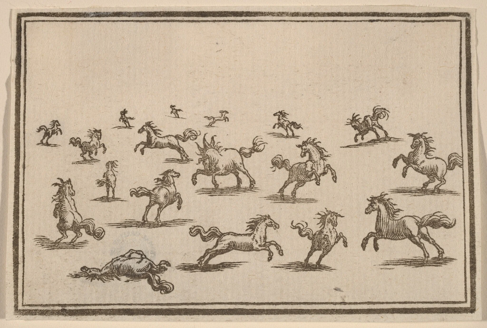 Horses Running, by Edouard Eckman, ink, 1621