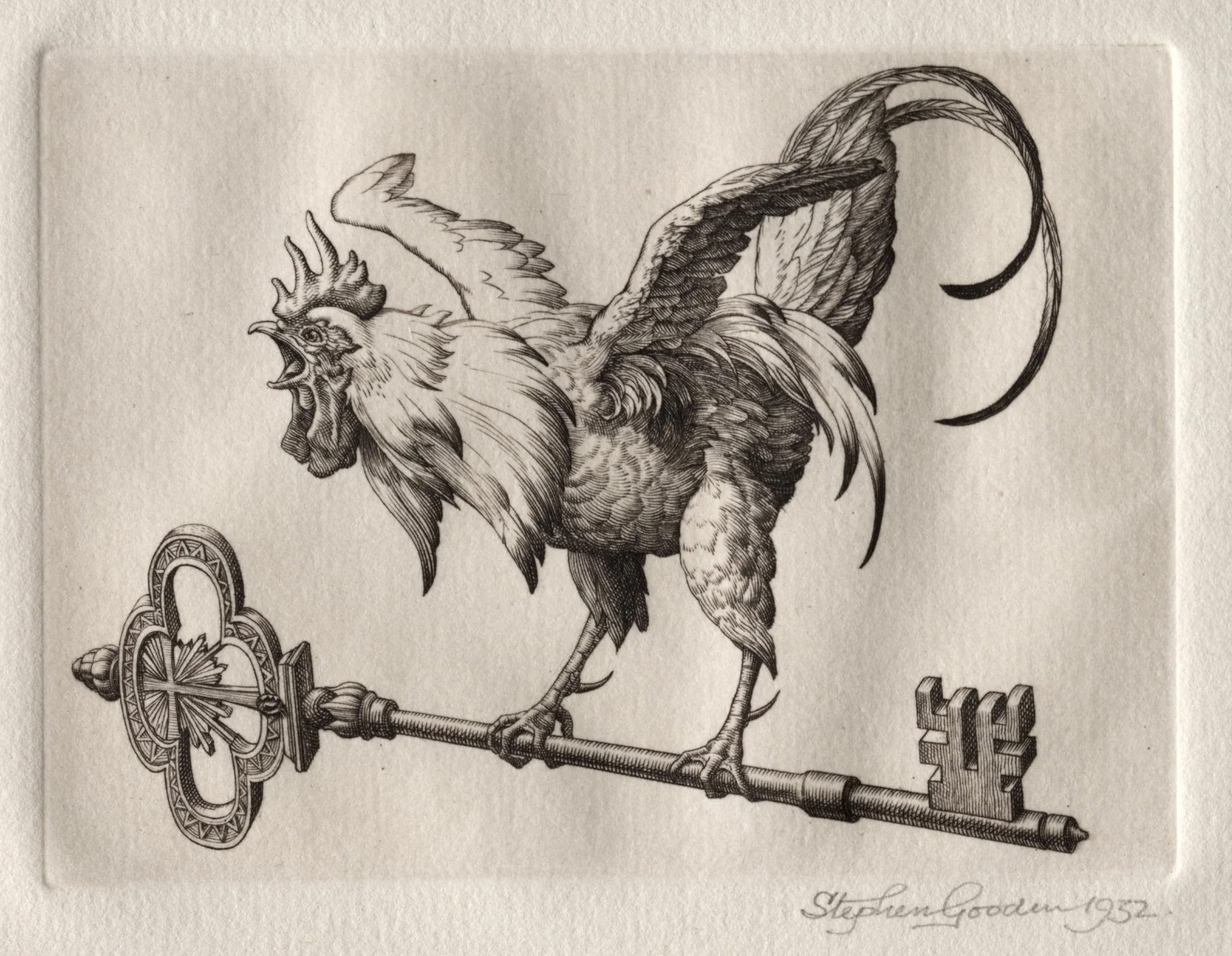 Illustration for "Peronnik the Fool":  Cock Key, by Stephen Gooden, 1933