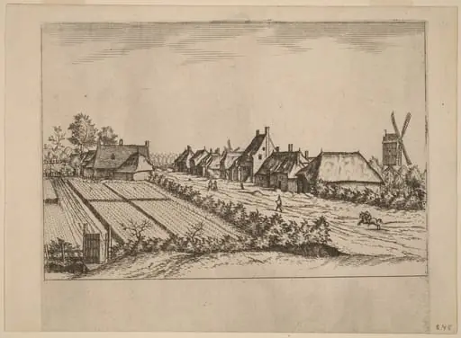Fields and a Village Road with Post Mill