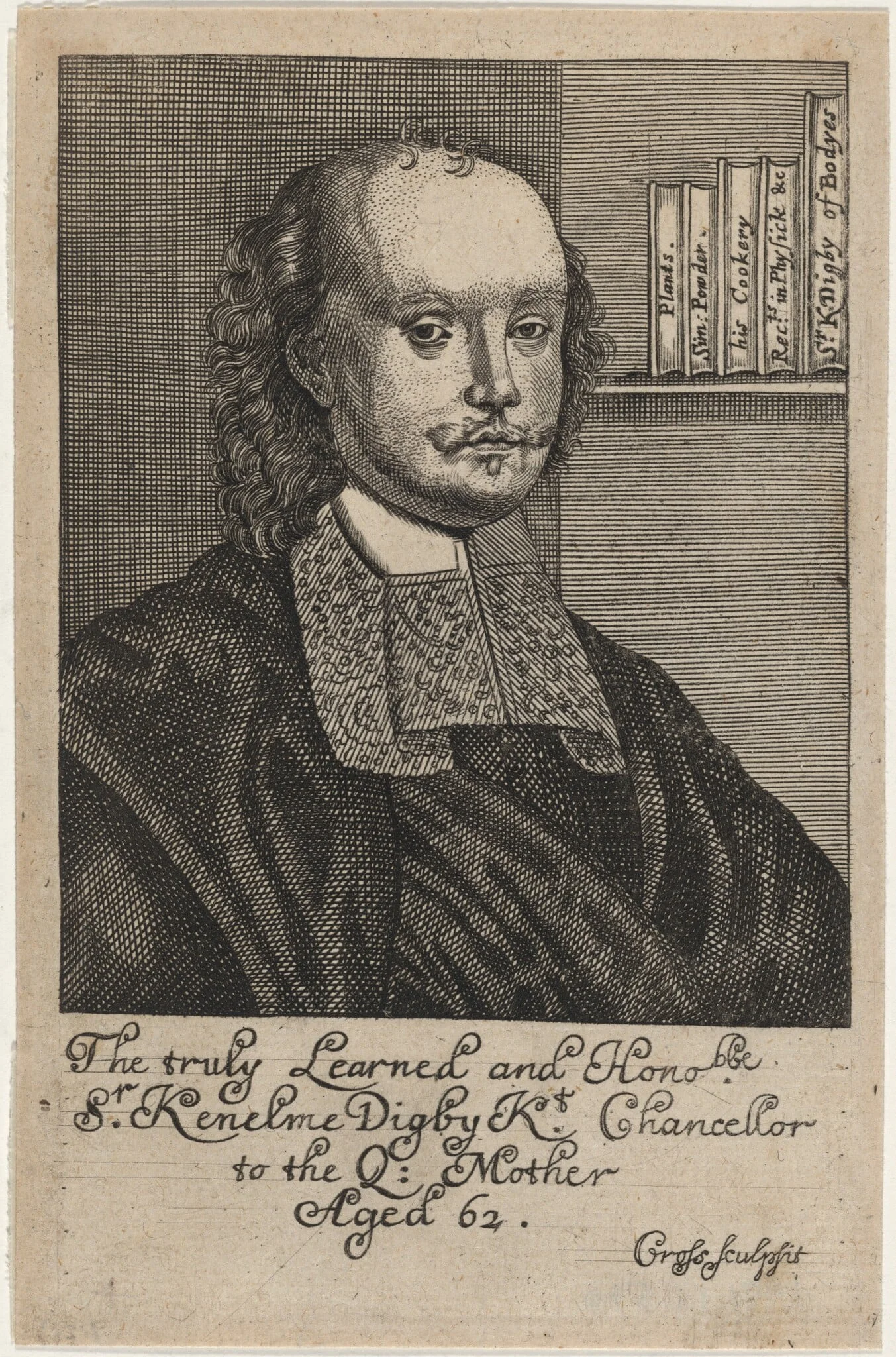 Sir Kenelm Digby, by Thomas Cross, ink, 1668