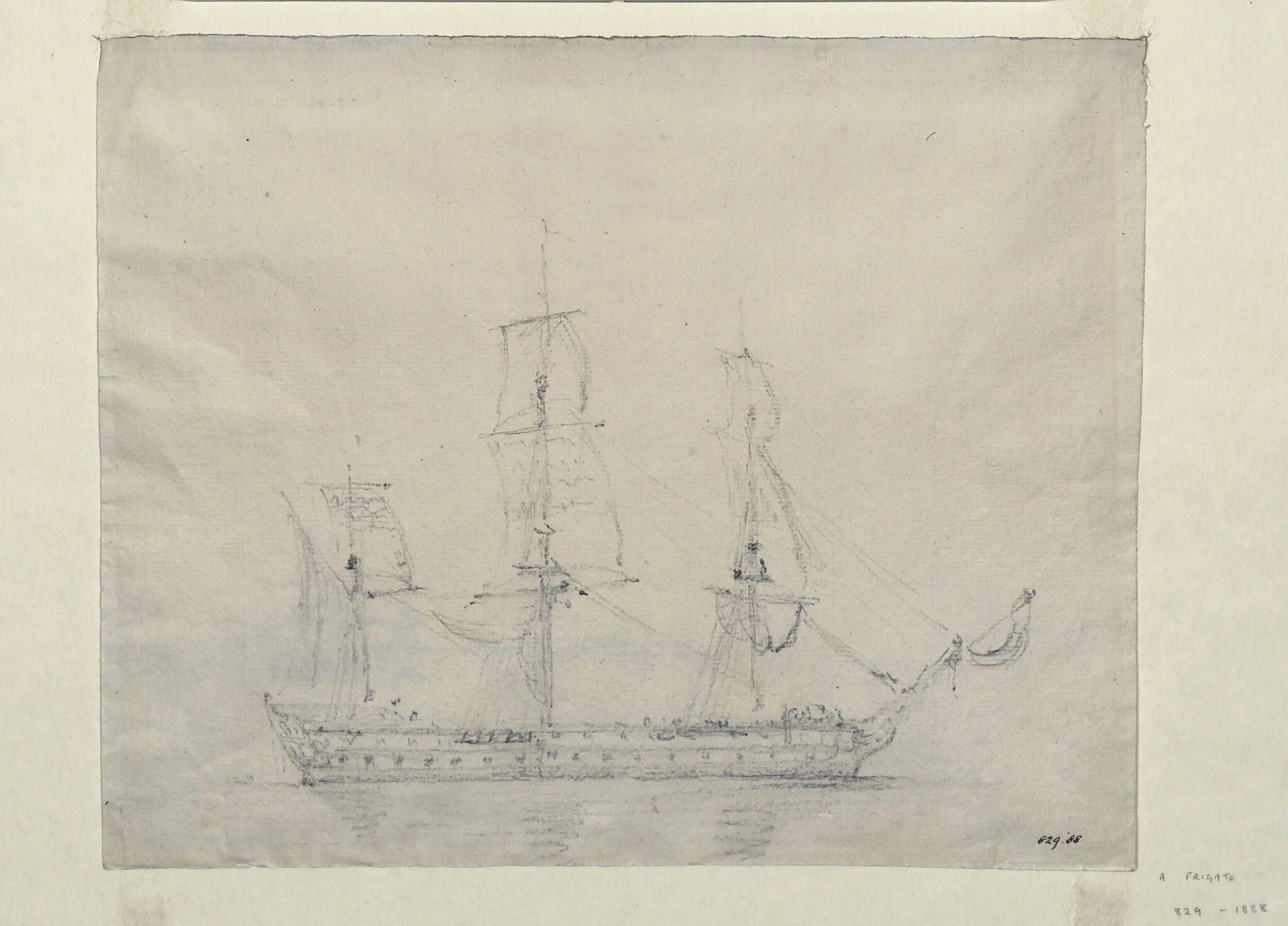 A man-of-war, by John Constable, watercolor, 1803